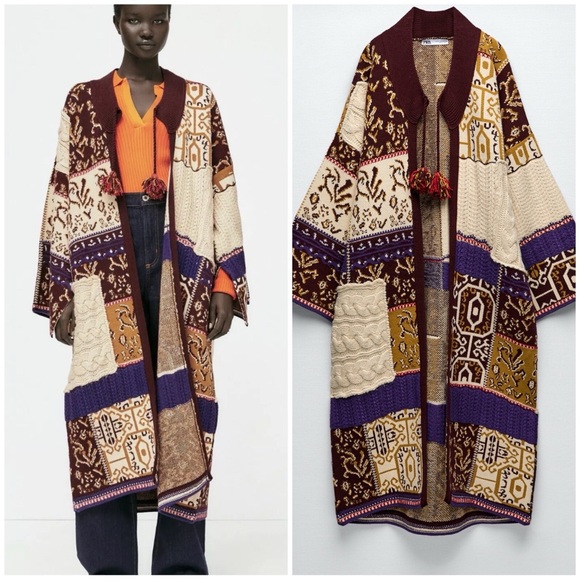 ZARA JACQUARD CAPE COAT SPECIAL EDITION - Picture 7 of 13